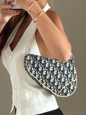 Vintage Christian Dior Diorissimo Saddle Pochette Shoulder Bag – Galliano Y2K